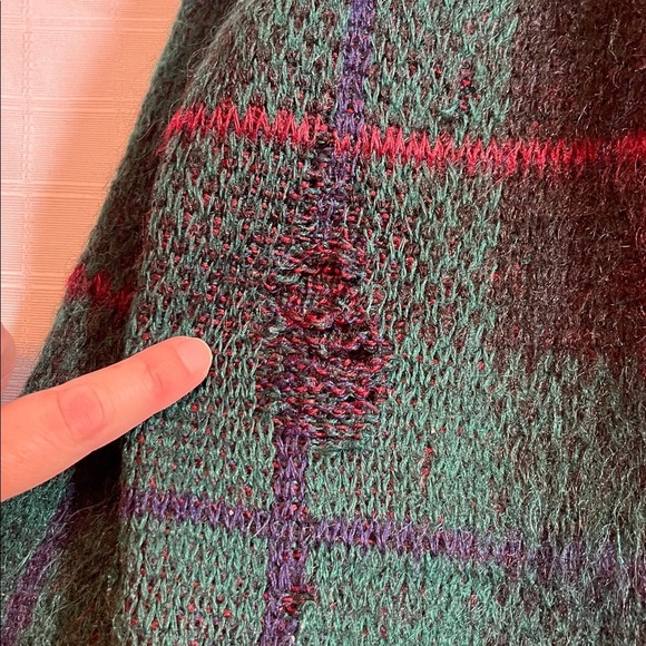 Vintage 60s Jantzen Wool & Mohair Cardigan Green Blue Plaid Grunge Kurt Cobain L - Picture 10 of 10